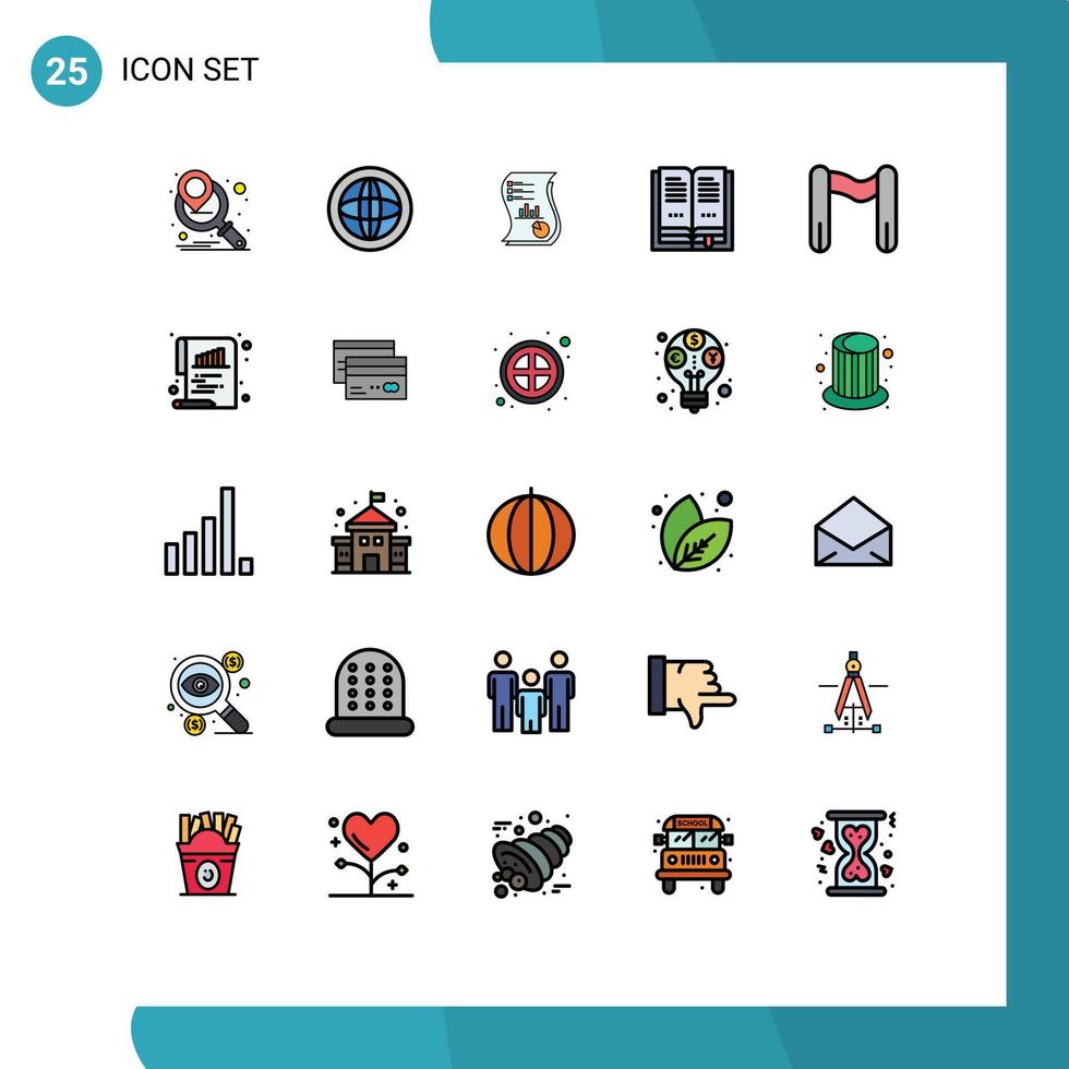 interface mobile ligne remplie ensemble de 25 pictogrammes de rapport d'audit à livre ouvert marketing éléments de conception vectoriels modifiables vecteur