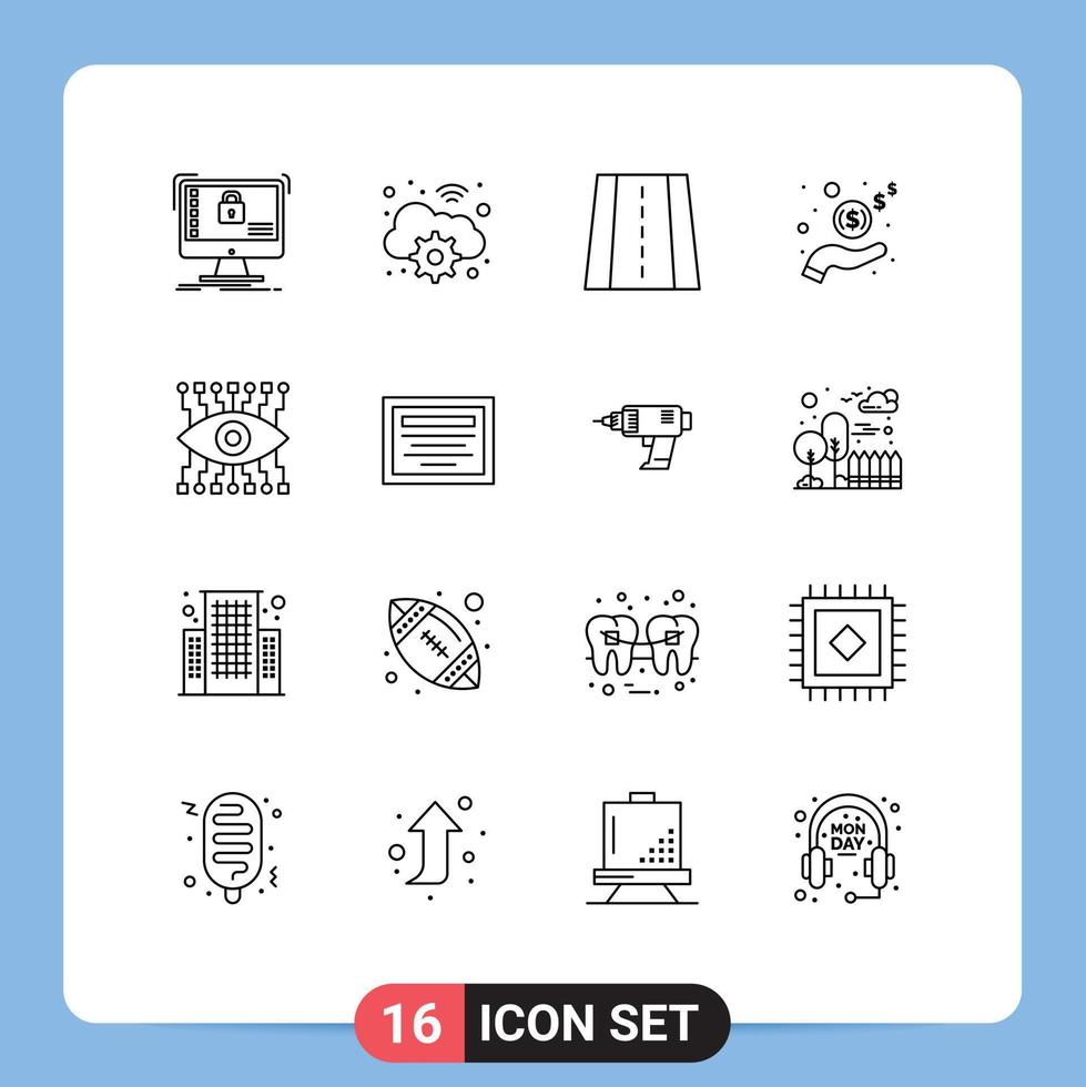 groupe de 16 contours des signes et des symboles pour les éléments de conception vectoriels modifiables à la main de l'argent numérique de la montre vecteur