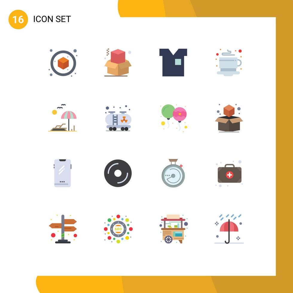 16 couleurs plates vectorielles thématiques et symboles modifiables de boîte chemise boîte vêtements petit déjeuner pack modifiable d'éléments de conception de vecteur créatif