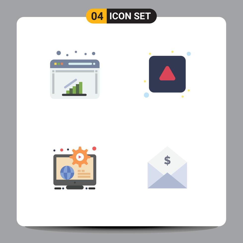 ensemble moderne de 4 icônes et symboles plats tels que graphique entreprise direction web éducation éléments de conception vectoriels modifiables vecteur