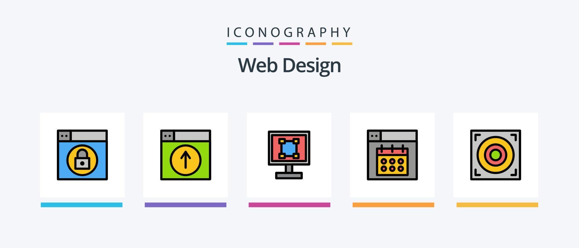 ligne de conception Web remplie de 5 icônes, y compris la conception. Logiciel. la toile. région. graphique. conception d'icônes créatives vecteur