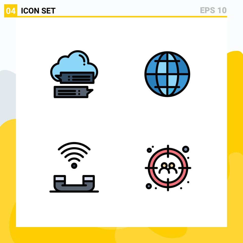 4 icônes créatives signes et symboles modernes de chat aide cloud internet support éléments de conception vectoriels modifiables vecteur