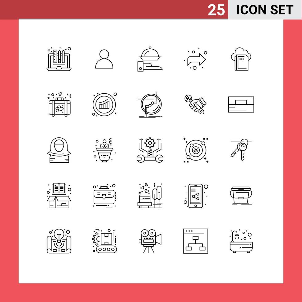 concept de 25 lignes pour les sites Web mobiles et applications nuage de données alimentaire flèche droite éléments de conception vectoriels modifiables vecteur