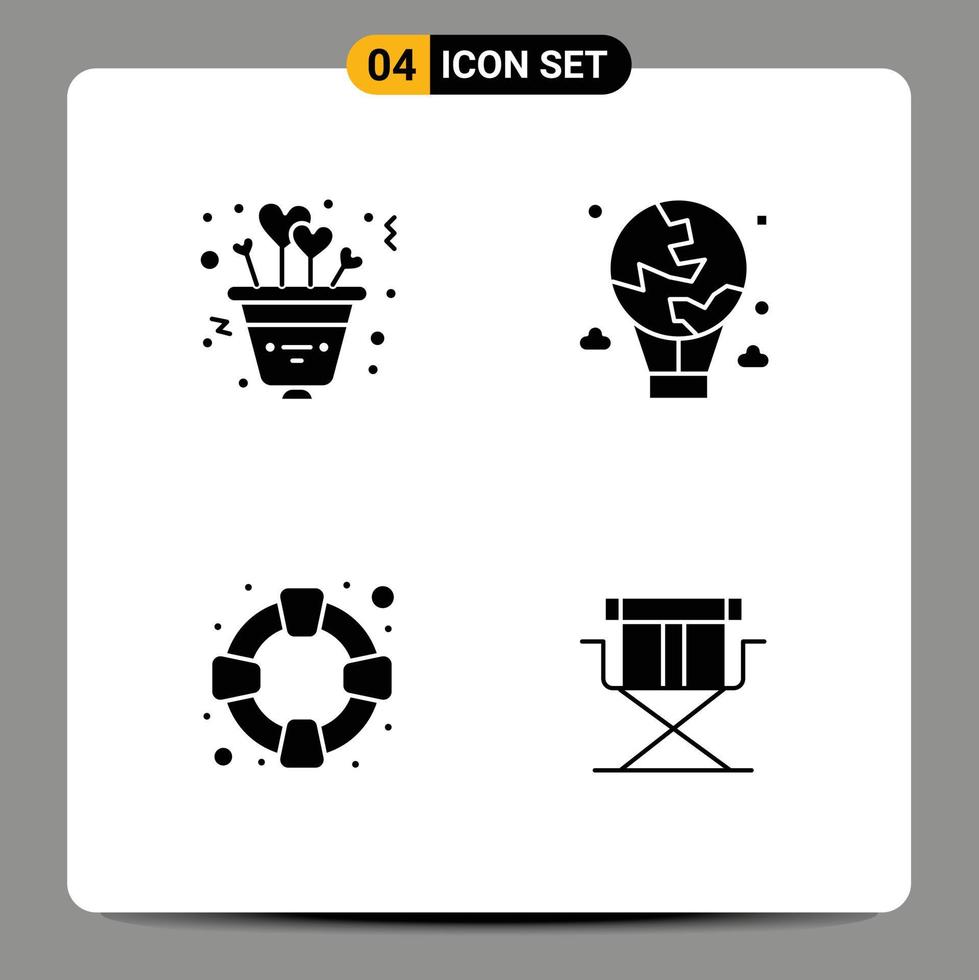 pack d'icônes vectorielles de stock de 4 signes et symboles de ligne pour le coeur aide la romance voler prend en charge les éléments de conception vectoriels modifiables vecteur