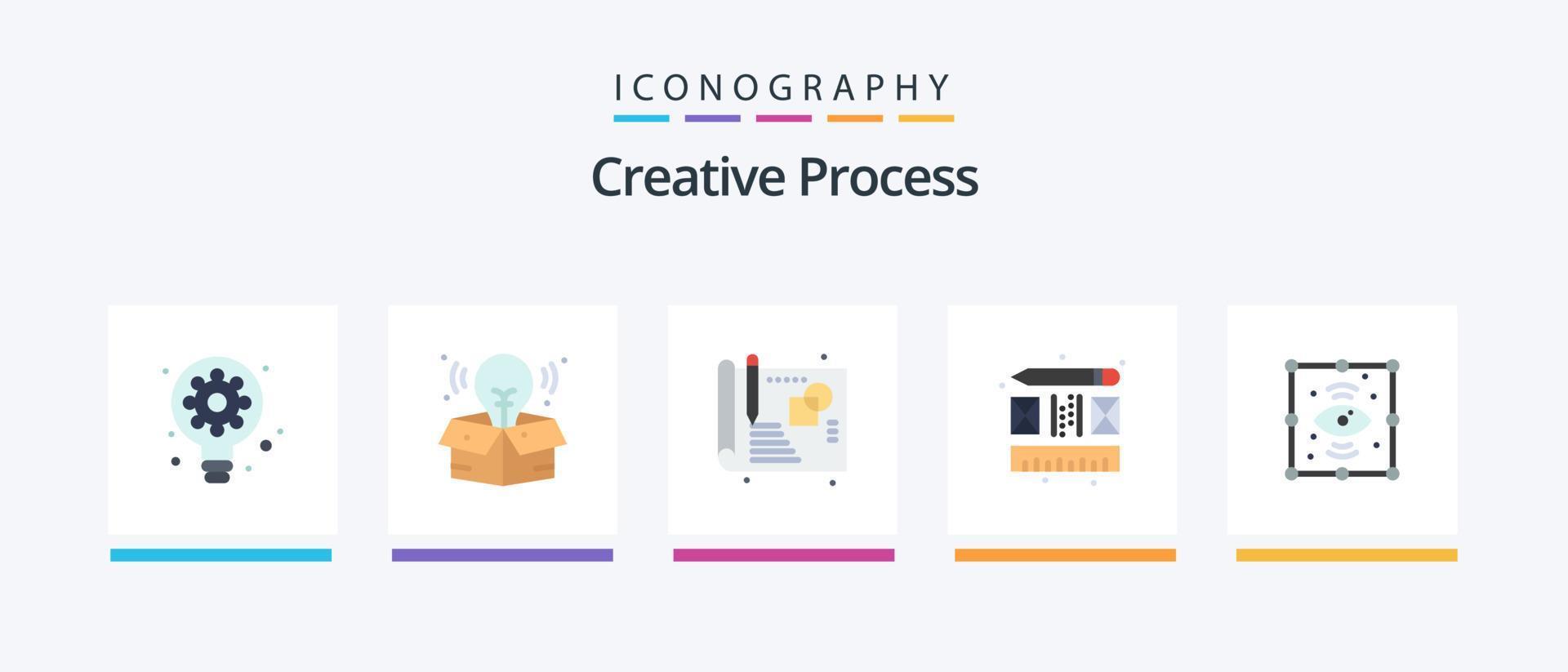 pack d'icônes plat 5 de processus créatif comprenant. œil. processus. processus. disposition. conception d'icônes créatives vecteur