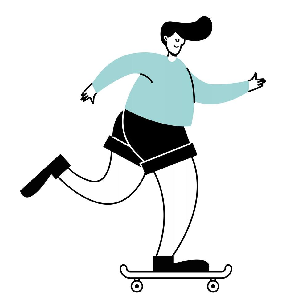 homme équitation skateboard vecteur
