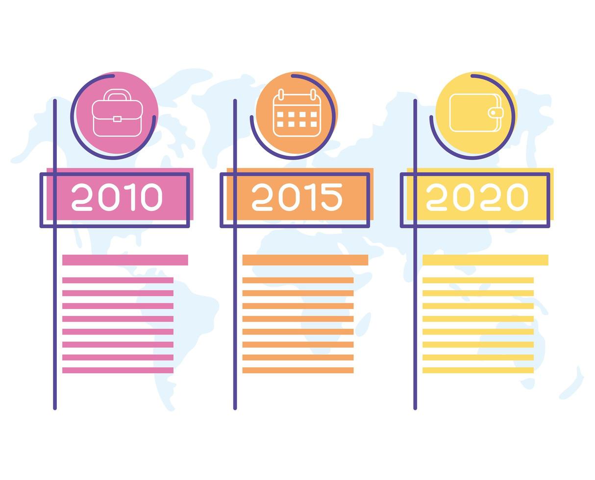 infographie de l & # 39; entreprise avec des icônes d & # 39; années vecteur