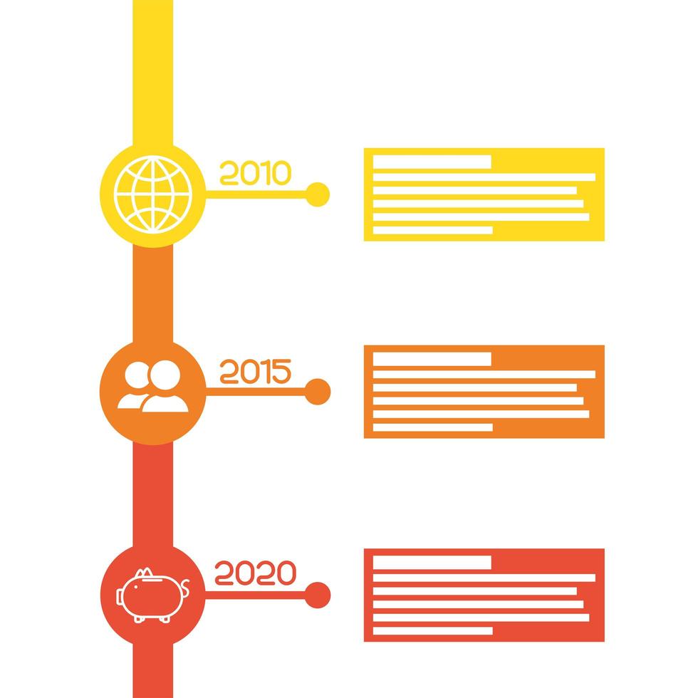 infographie de l & # 39; entreprise avec des icônes d & # 39; années vecteur