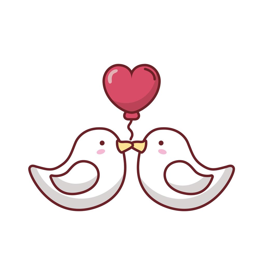 colombes avec conception de vecteur de ballon coeur