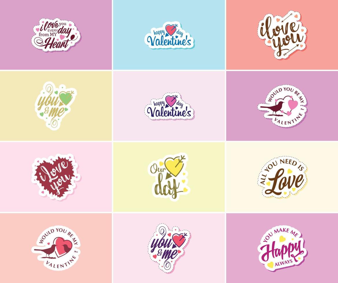 dire je t'aime avec la typographie de la saint valentin stickers vecteur