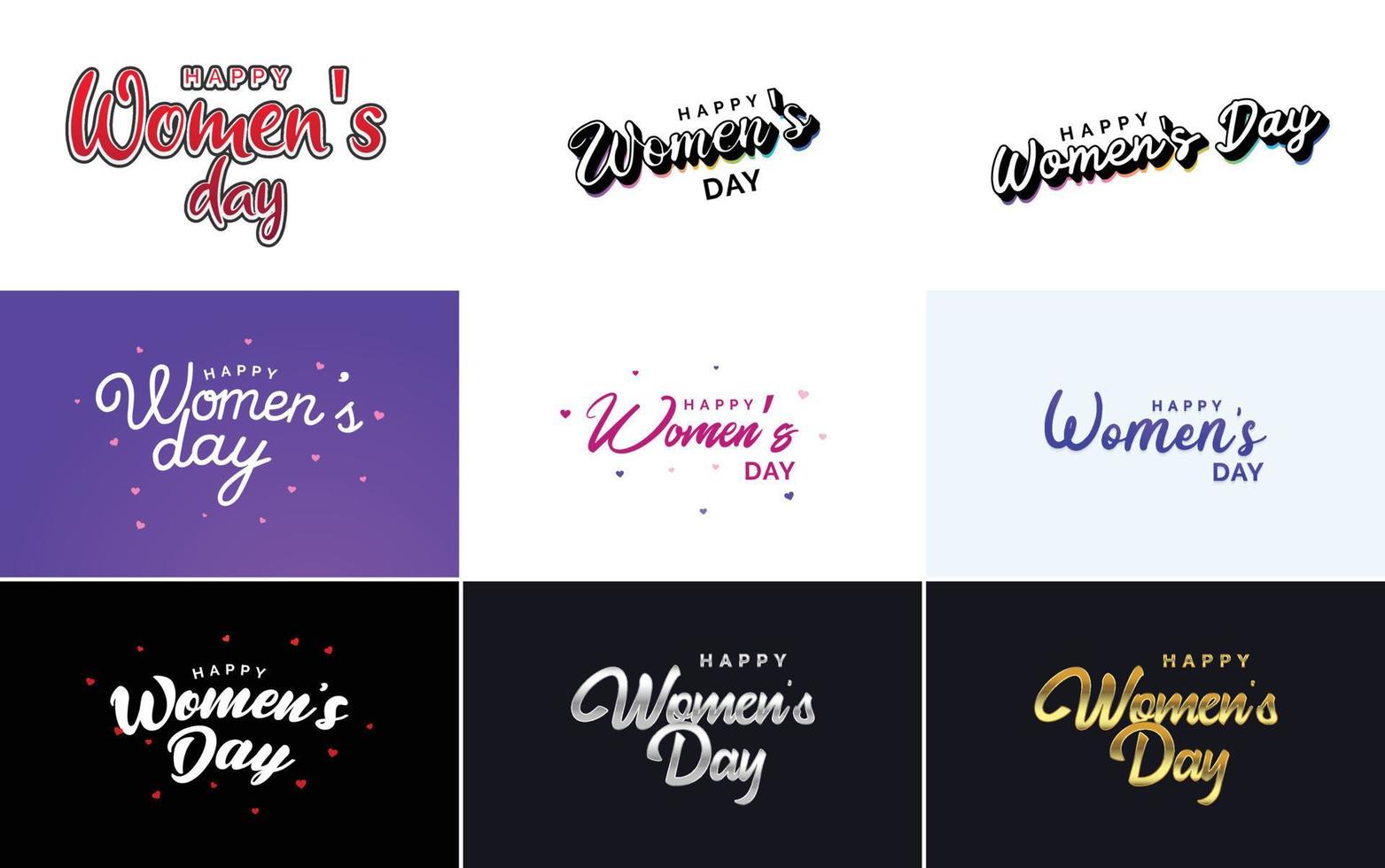 ensemble d'éléments de conception typographique rose happy women's day pour cartes de voeux vecteur