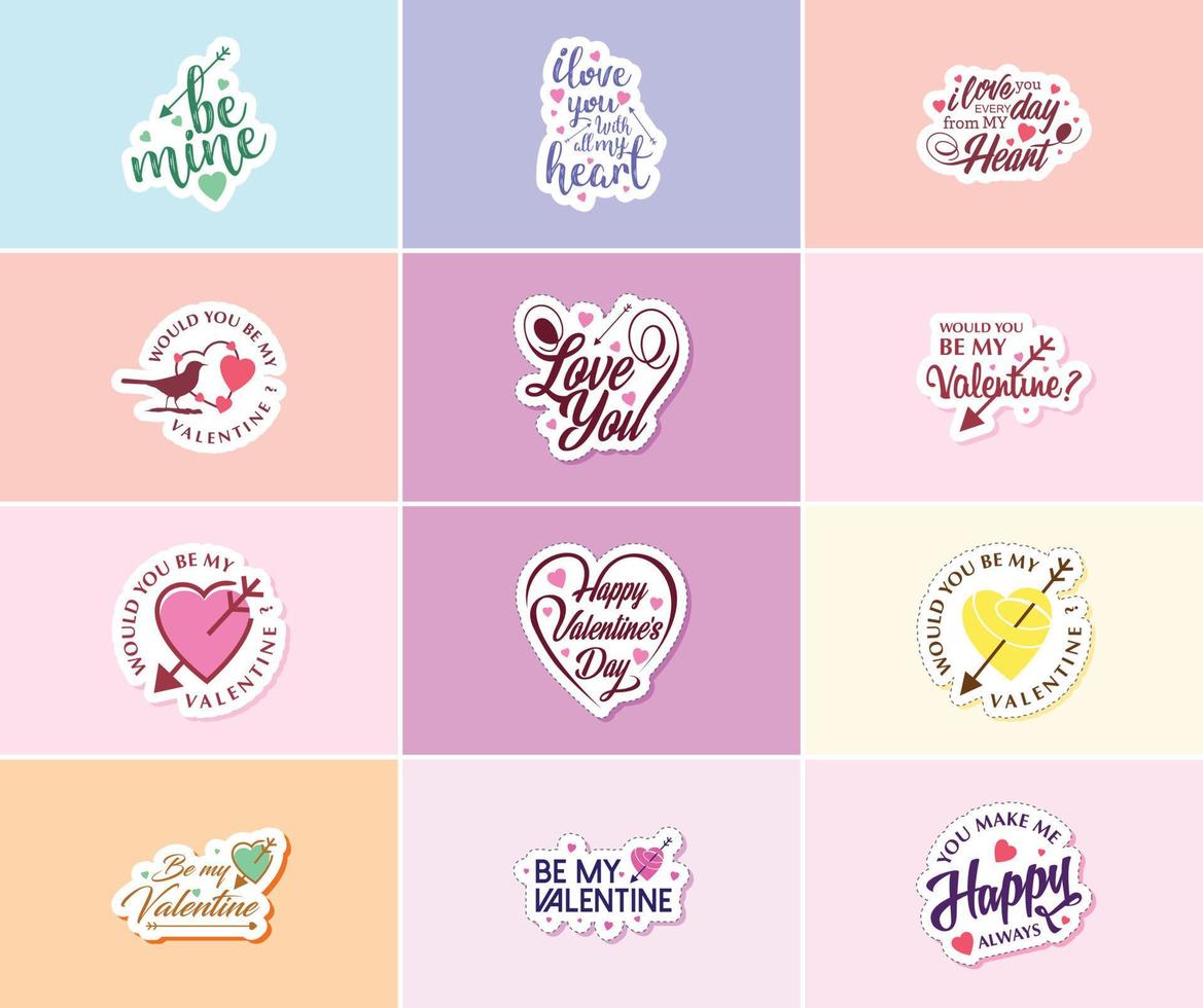 célébrer le pouvoir de l'amour le jour de la saint valentin stickers vecteur