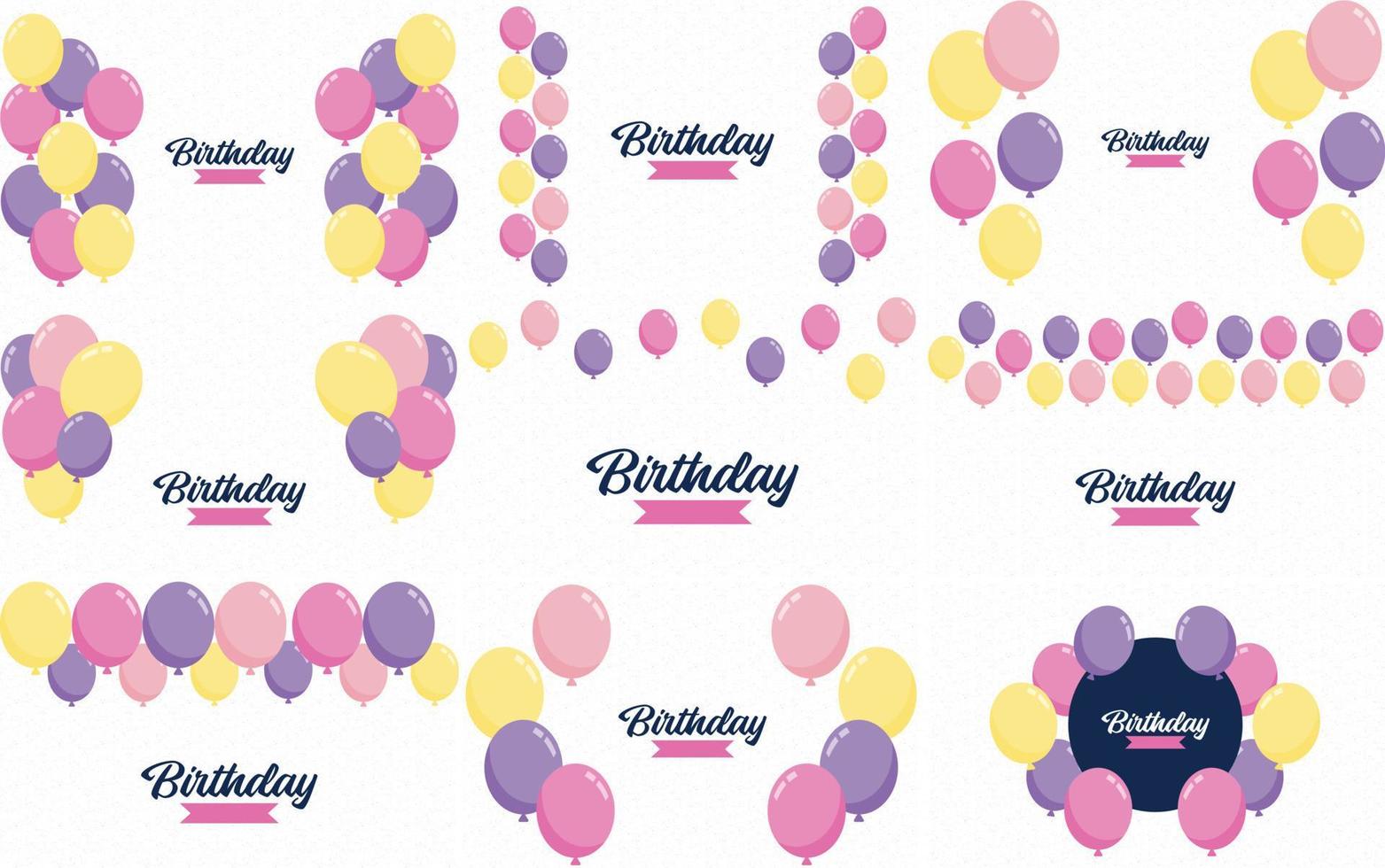 Fond de bannière ballons joyeux anniversaire brillant coloré illustration vectorielle au format eps10 vecteur