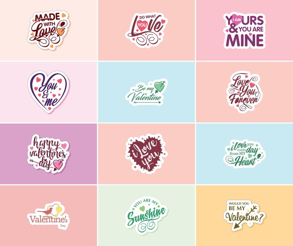 autocollants graphiques de la saint-valentin pour montrer votre amour et vos soins vecteur