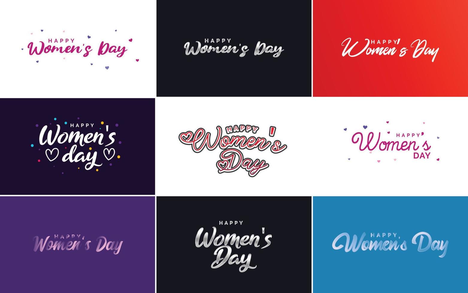 jeu de cartes avec le logo de la journée internationale de la femme et un brillant. conception colorée vecteur