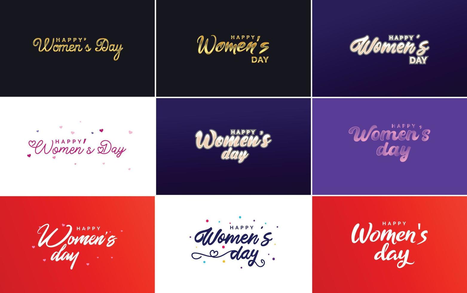 ensemble d'éléments de conception typographique rose happy women's day pour cartes de voeux vecteur