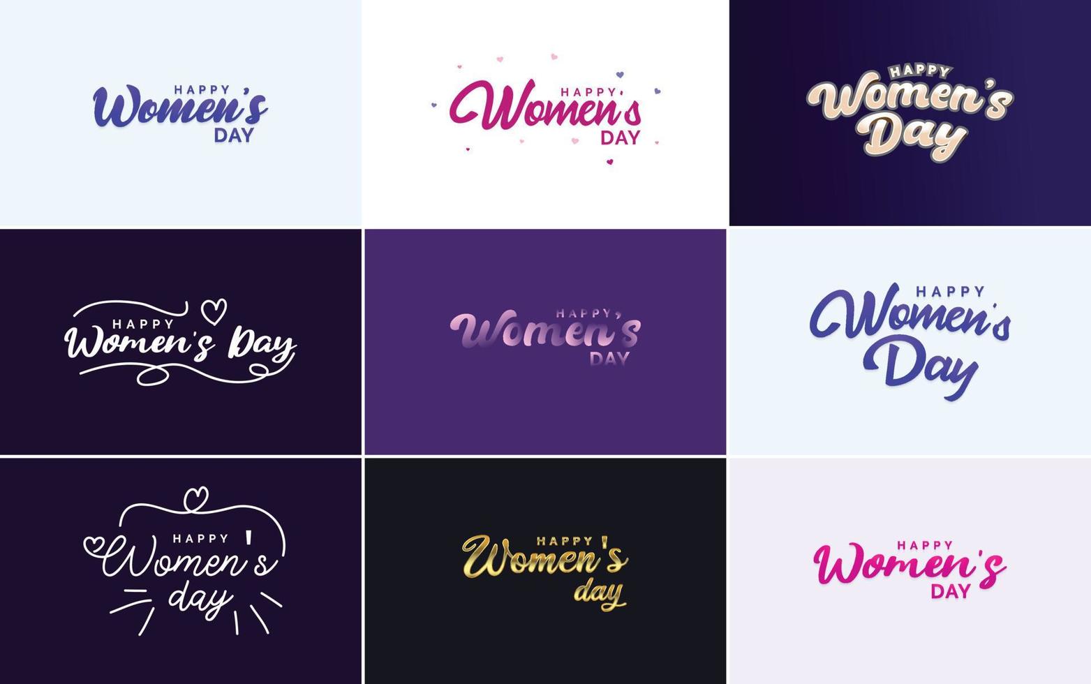 conception de typographie happy women's day avec un jeu de couleurs pastel et une illustration vectorielle de forme géométrique vecteur