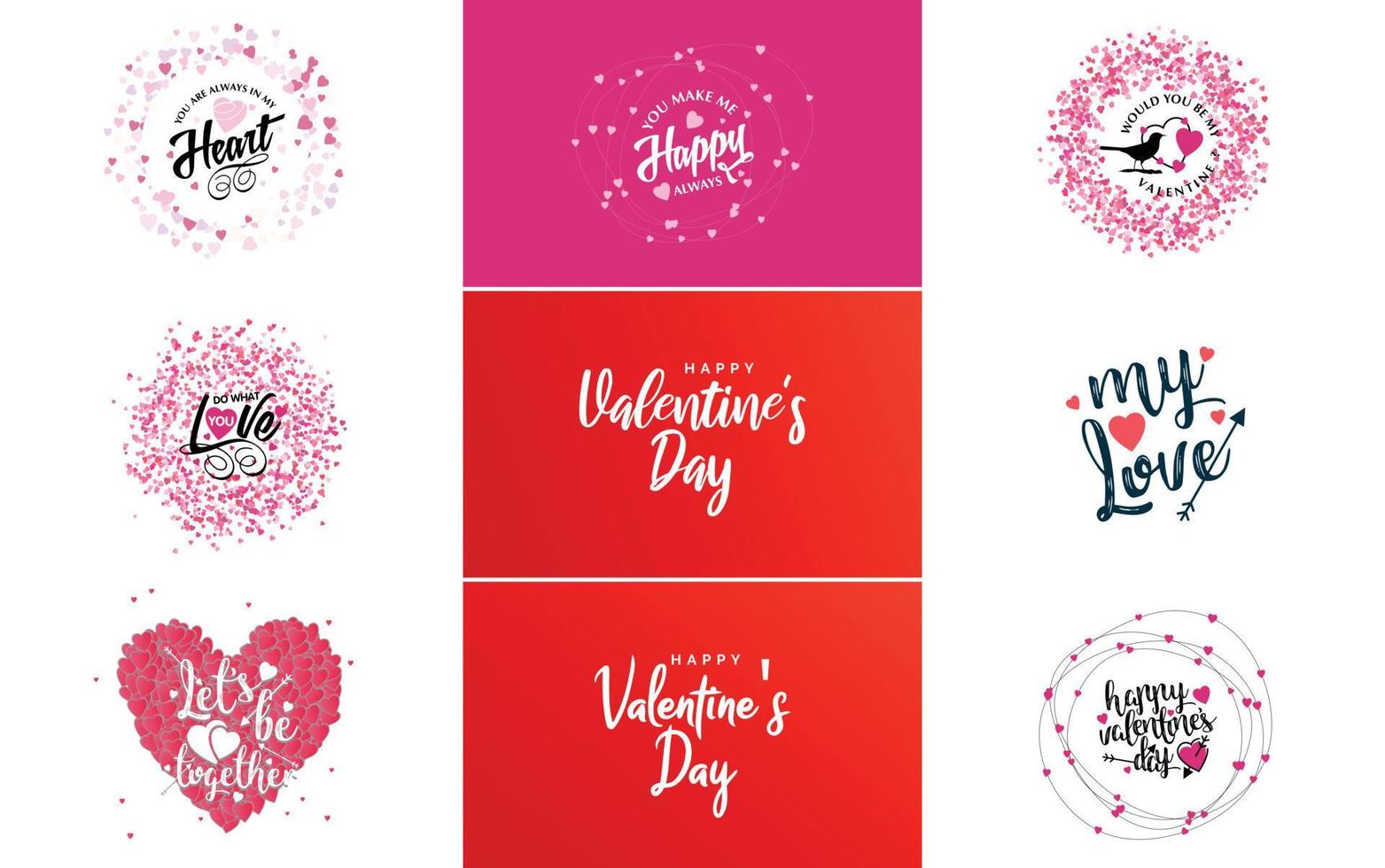 be my valentine valentine's holiday lettrage pour carte de voeux vecteur