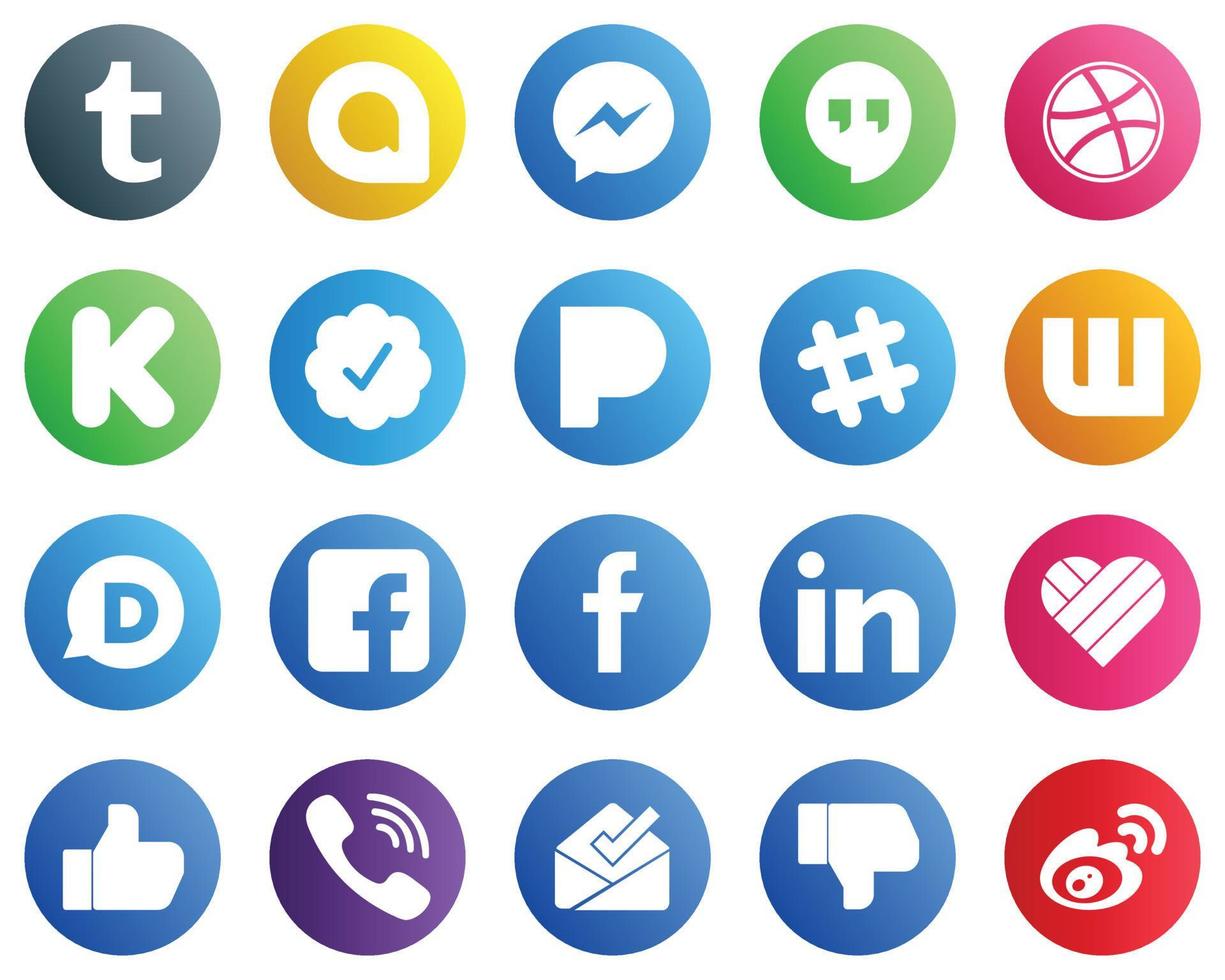 20 icônes de médias sociaux pour tous vos besoins tels que LinkedIn. fb. le financement. icônes facebook et wattpad. élégant et unique vecteur