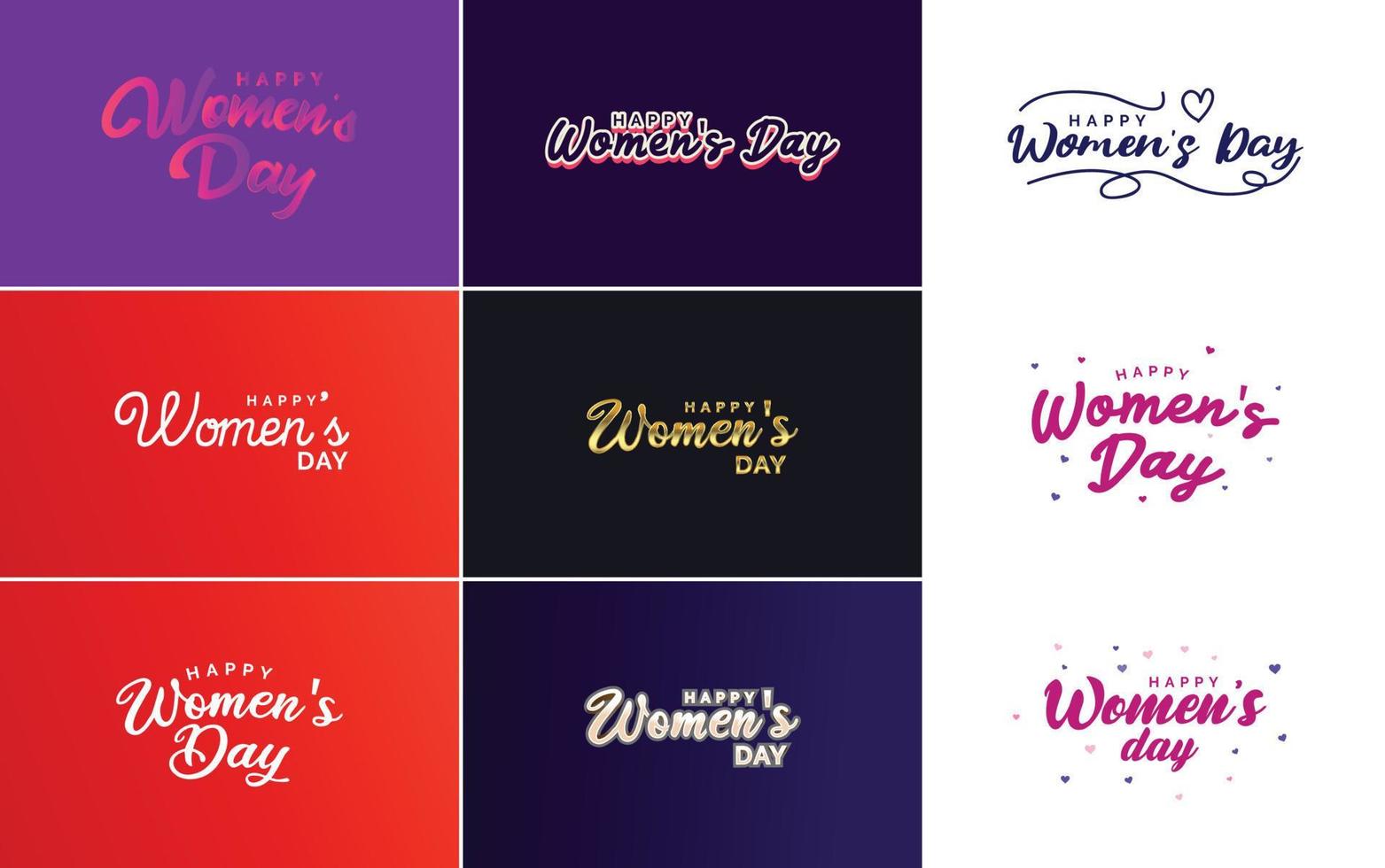 ensemble d'éléments de conception typographique rose happy women's day pour cartes de voeux vecteur