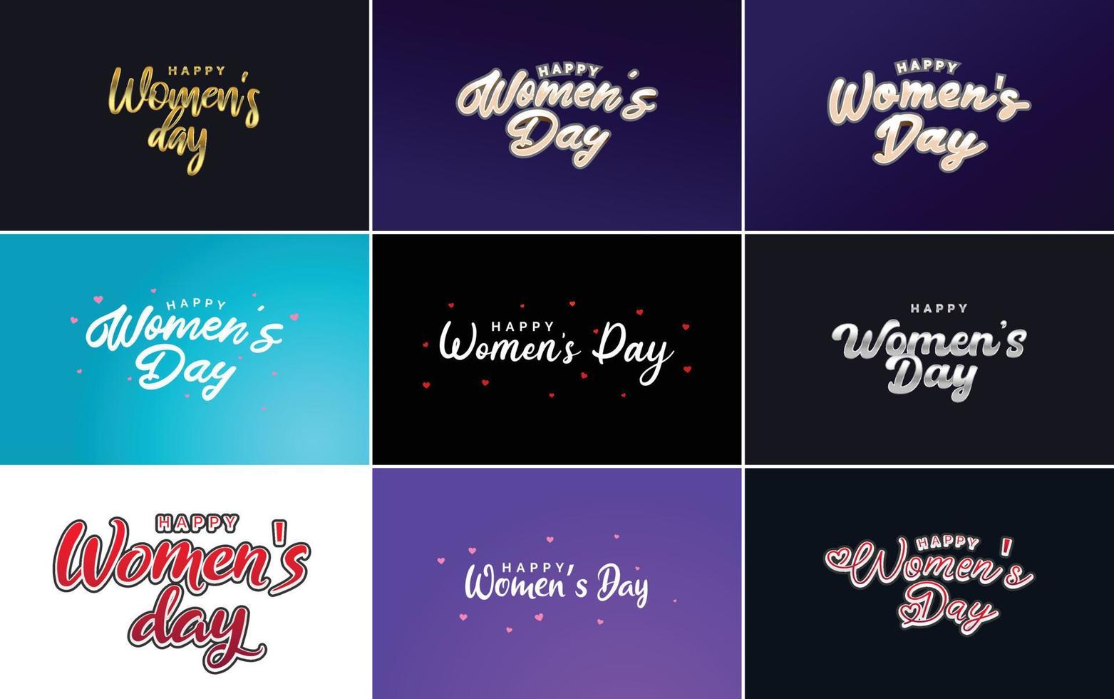 ensemble d'éléments de conception typographique rose happy women's day pour cartes de voeux vecteur