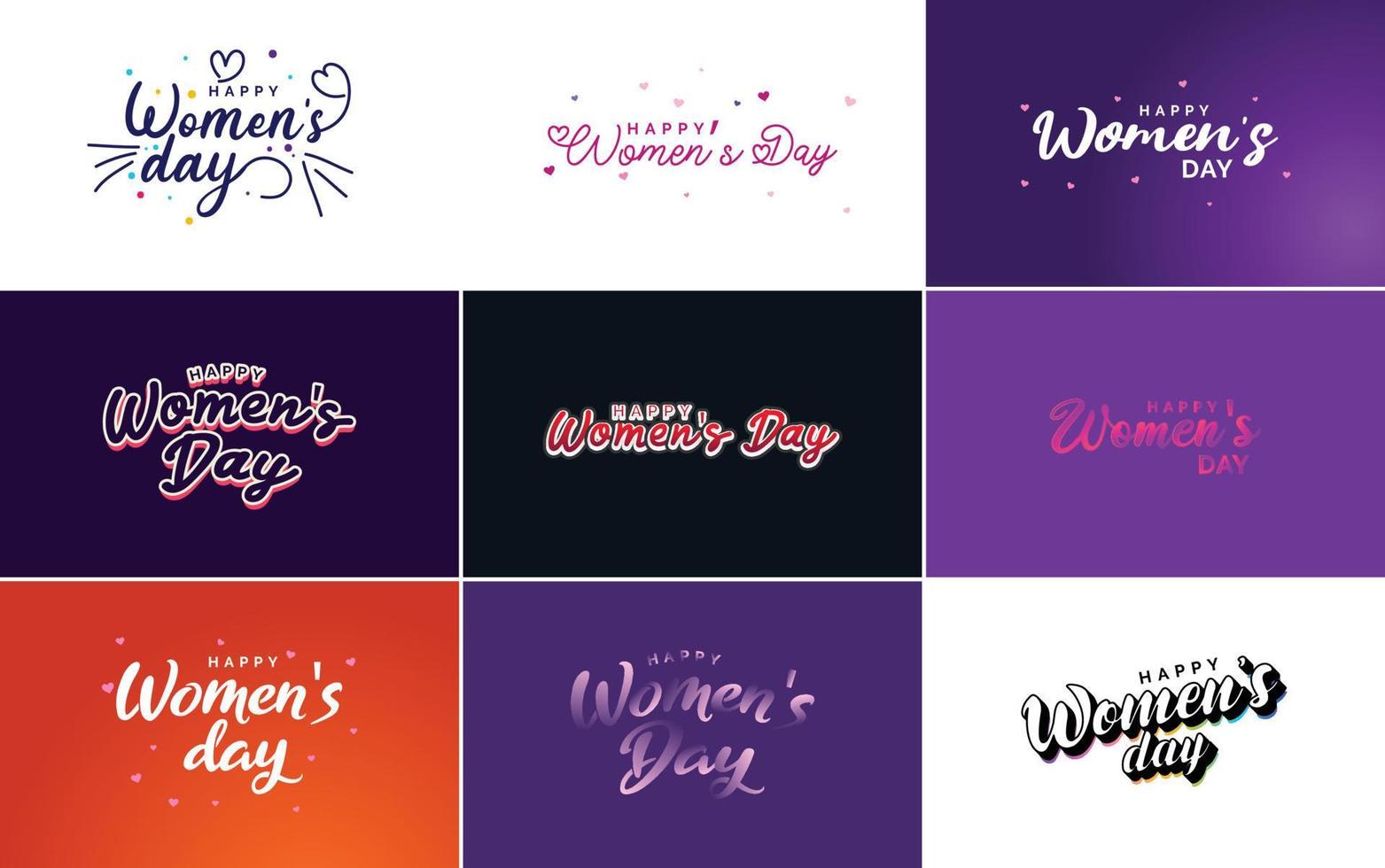 ensemble d'éléments de conception typographique rose happy women's day pour cartes de voeux vecteur