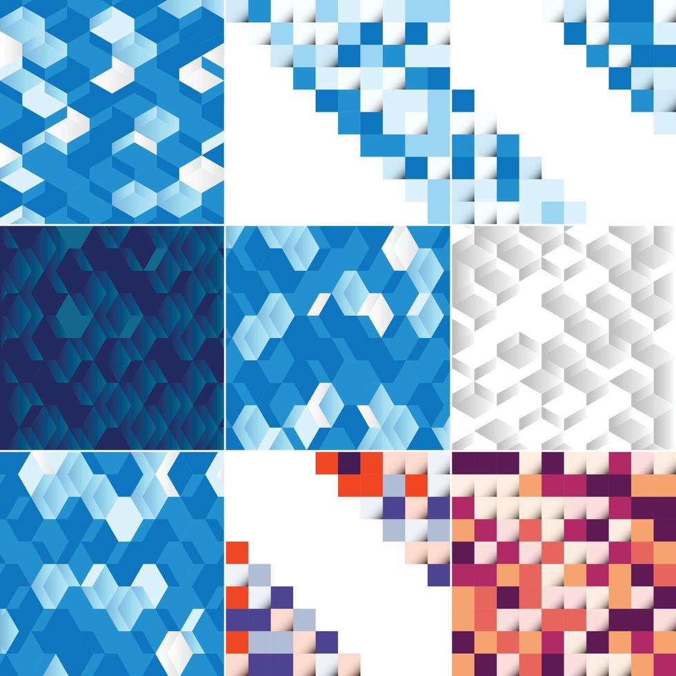 Modèle sans couture de blocs colorés avec un effet d'ombre et un schéma de couleurs dégradées au format vectoriel eps10