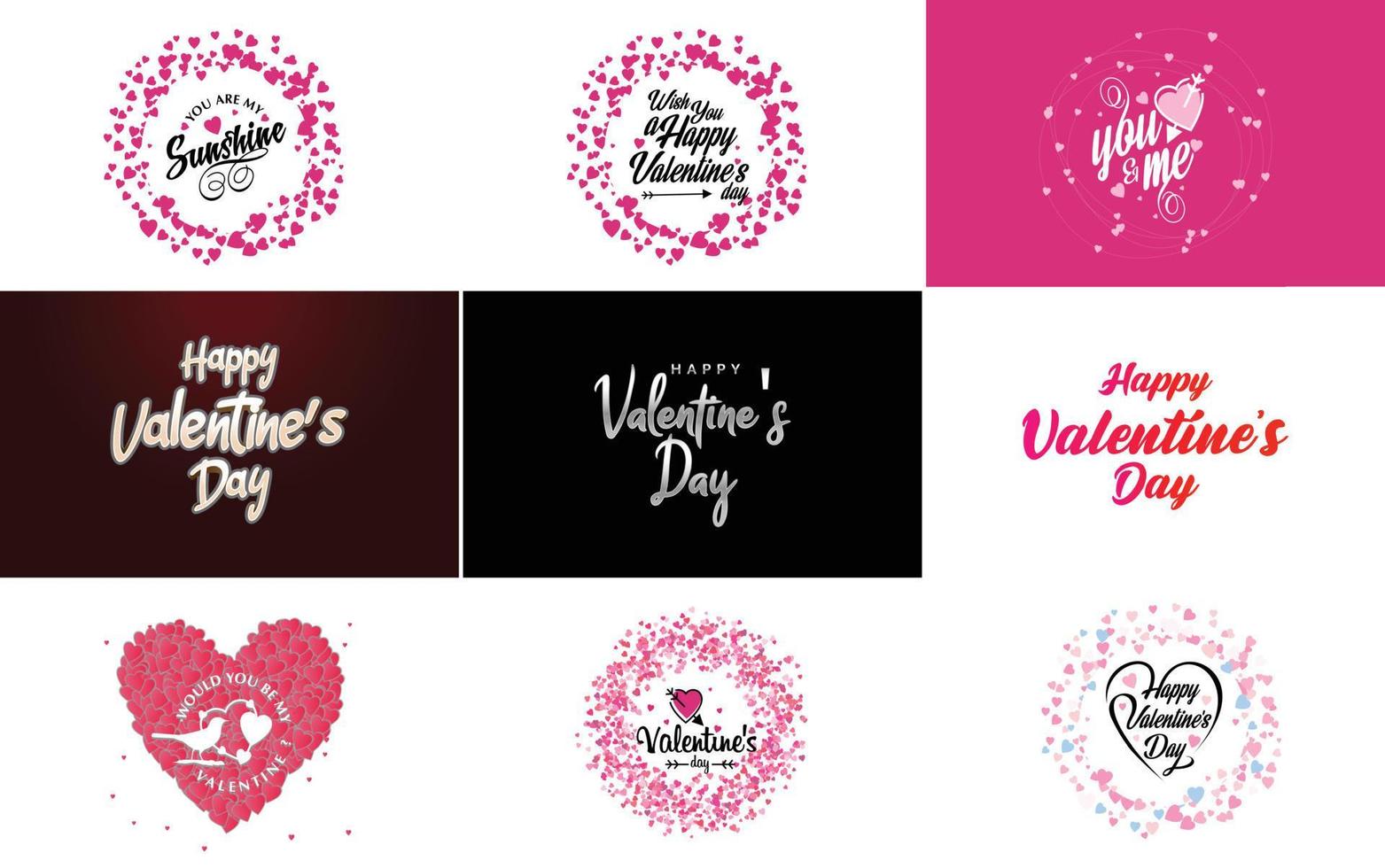 modèle de carte de voeux joyeuse saint valentin avec un thème animal mignon et une palette de couleurs rose vecteur
