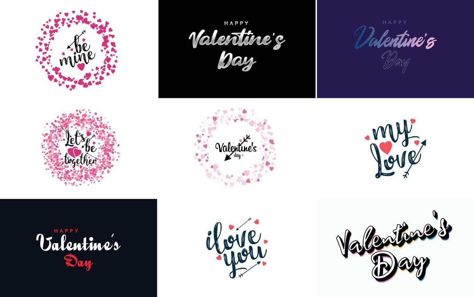 happy valentine's day main lettrage calligraphie texte et coeur. isolé sur illustration vectorielle fond blanc vecteur