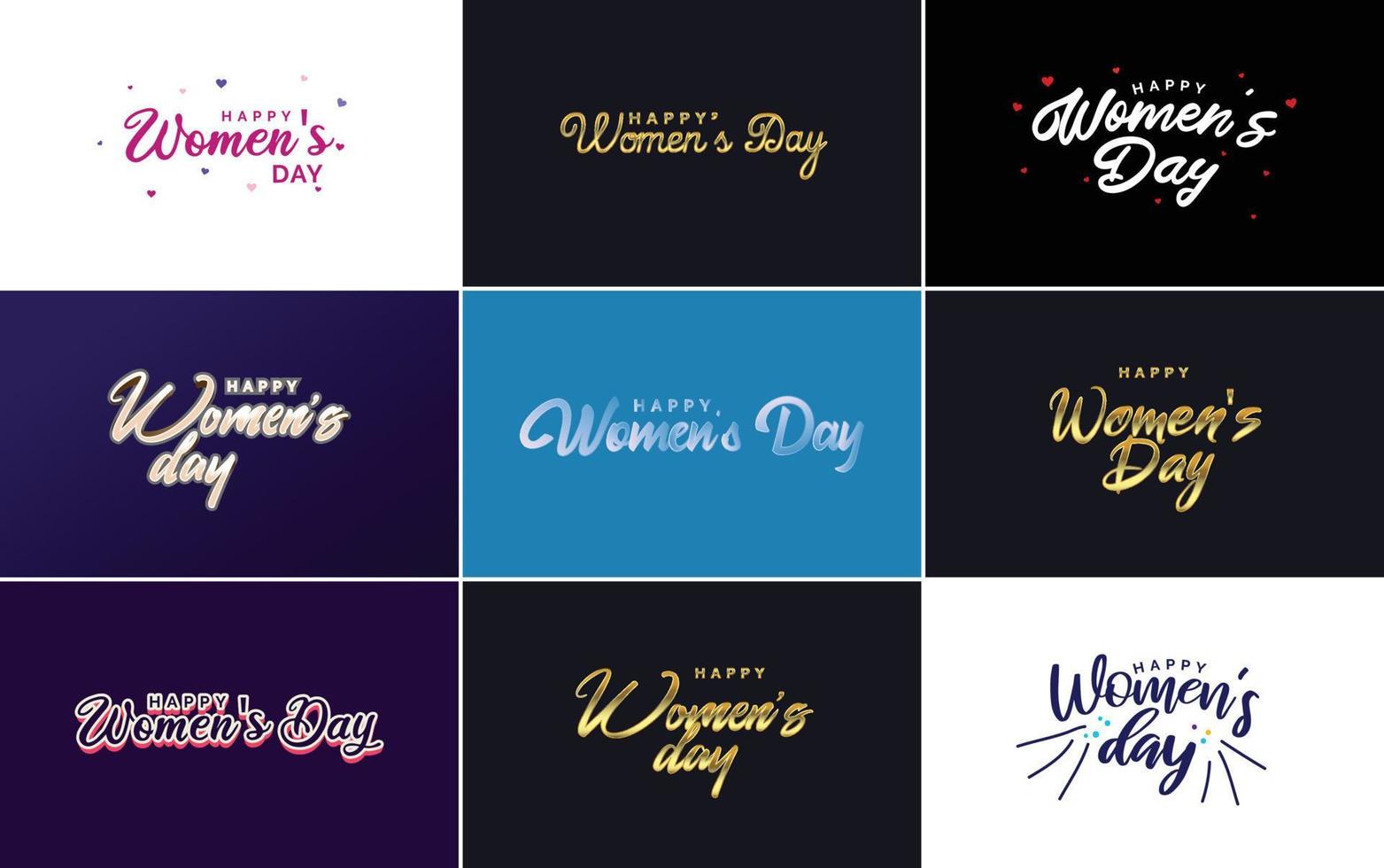 conception de typographie happy women's day avec un jeu de couleurs pastel et une illustration vectorielle de forme géométrique vecteur