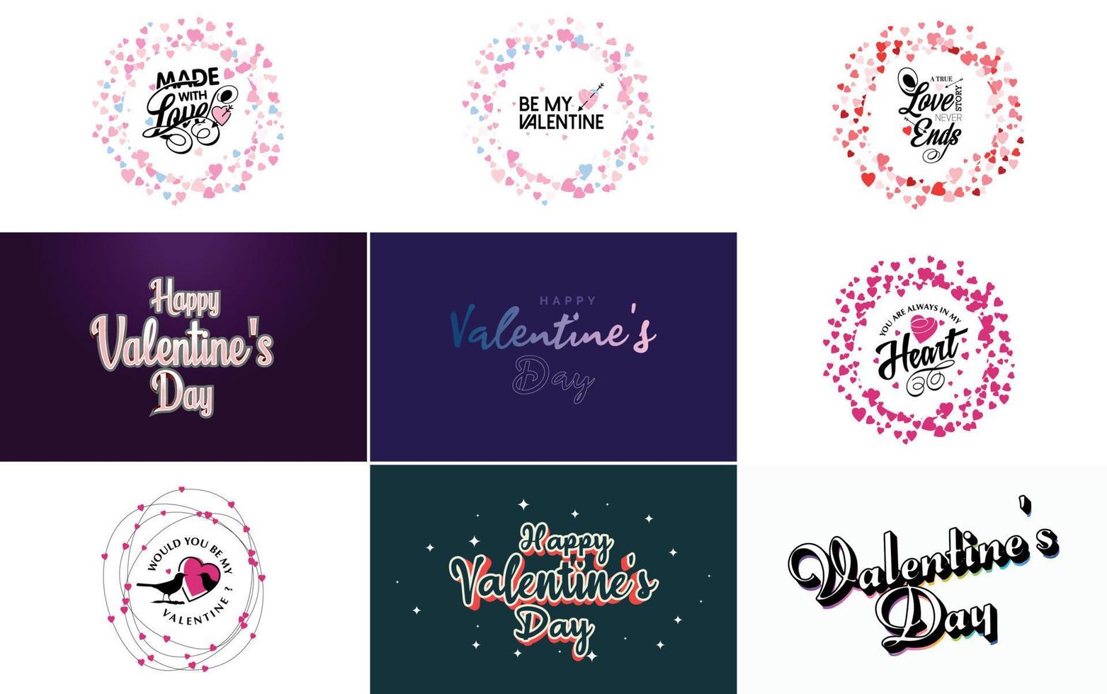 be my valentine valentine's holiday lettrage pour carte de voeux vecteur