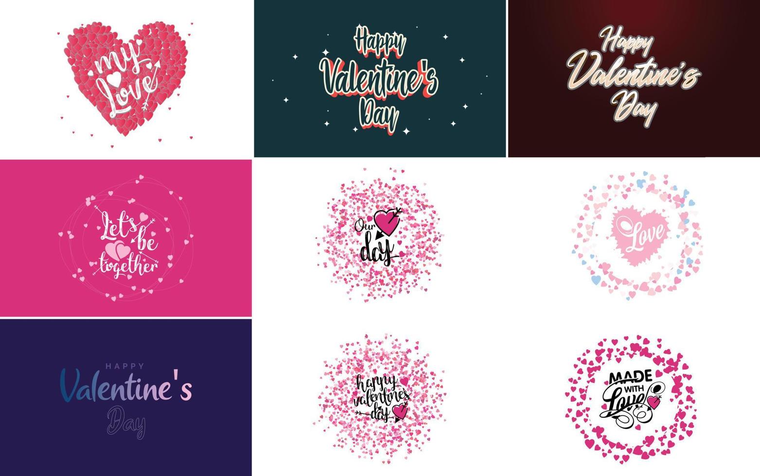 happy valentine's day main lettrage calligraphie texte et coeur. isolé sur illustration vectorielle fond blanc vecteur