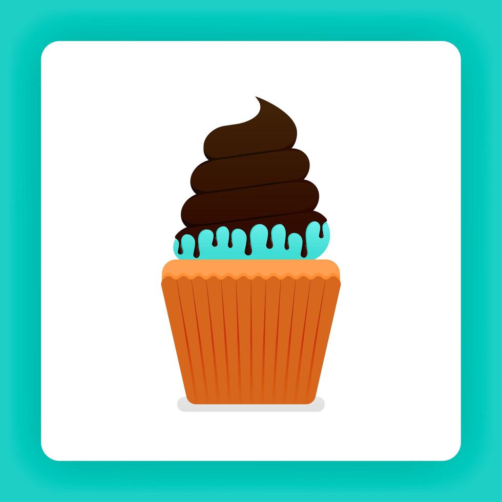 illustration de petit gâteau savoureux avec de la glace à la menthe avec garniture supplémentaire de chocolat noir fondu. la conception peut être pour des livres, des dépliants, des affiches, des sites Web, des sites Web, des applications, des pages de destination, des livres de recettes, des brochures vecteur