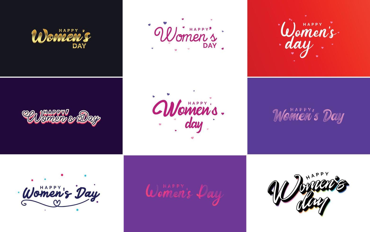 ensemble d'éléments de conception typographique rose happy women's day pour cartes de voeux vecteur