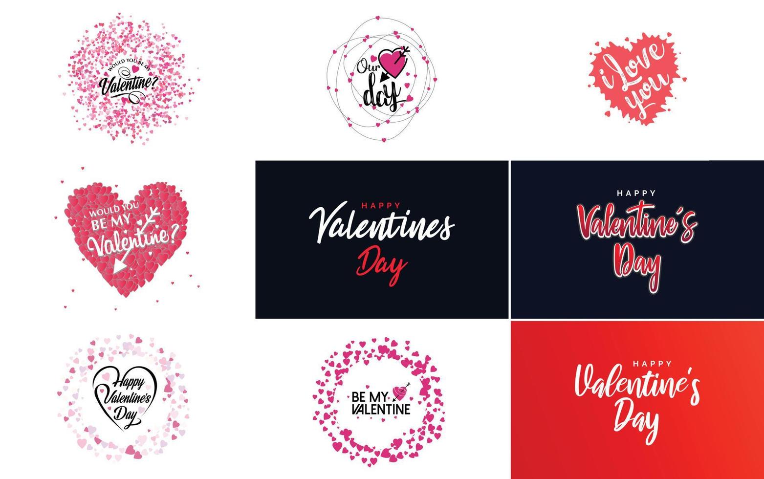 pack d'étiquettes saint valentin design plat rouge vecteur