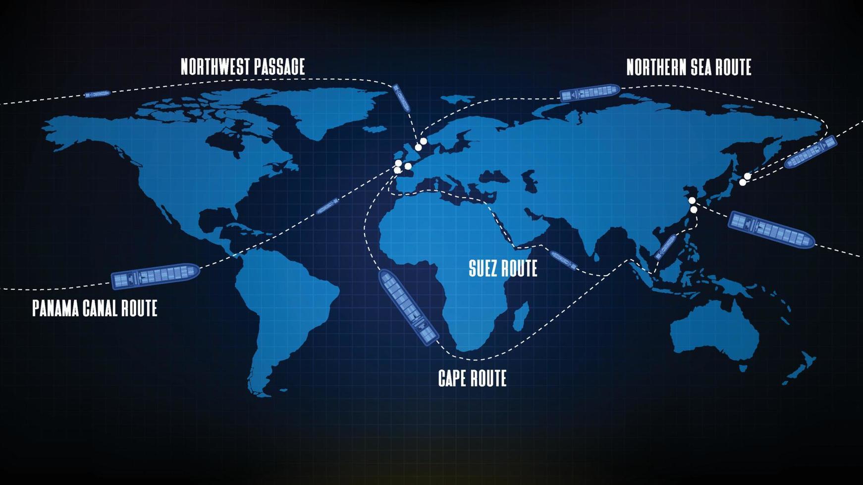 abstrait des routes maritimes bleues europe et amérique vecteur