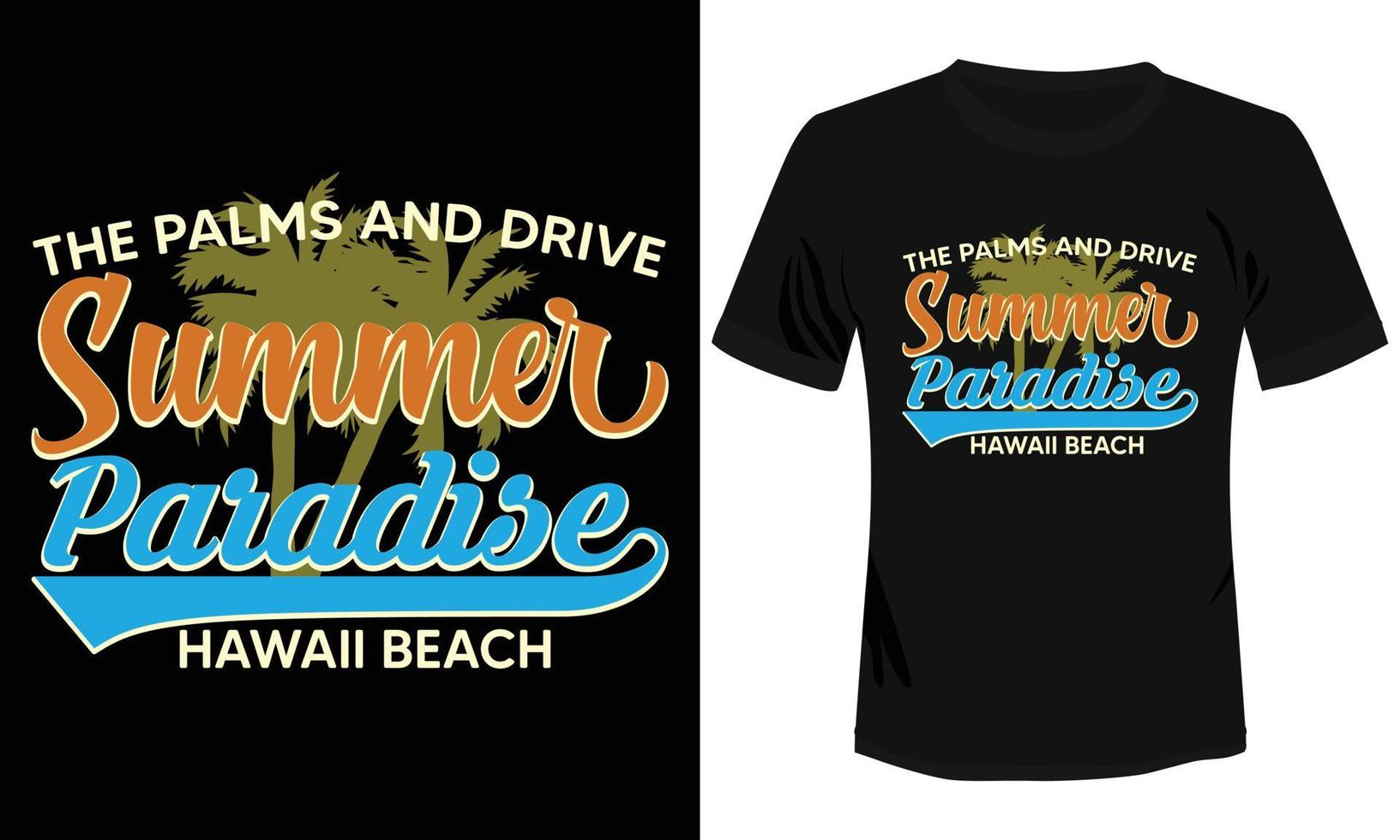 paradis d'été hawaï plage t-shirt design illustration vectorielle vecteur
