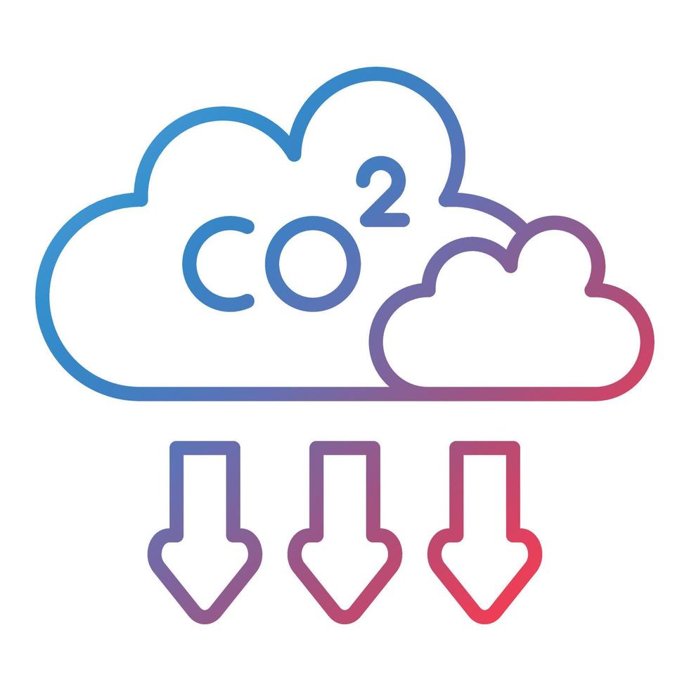 icône de gradient de ligne de dioxyde de carbone vecteur