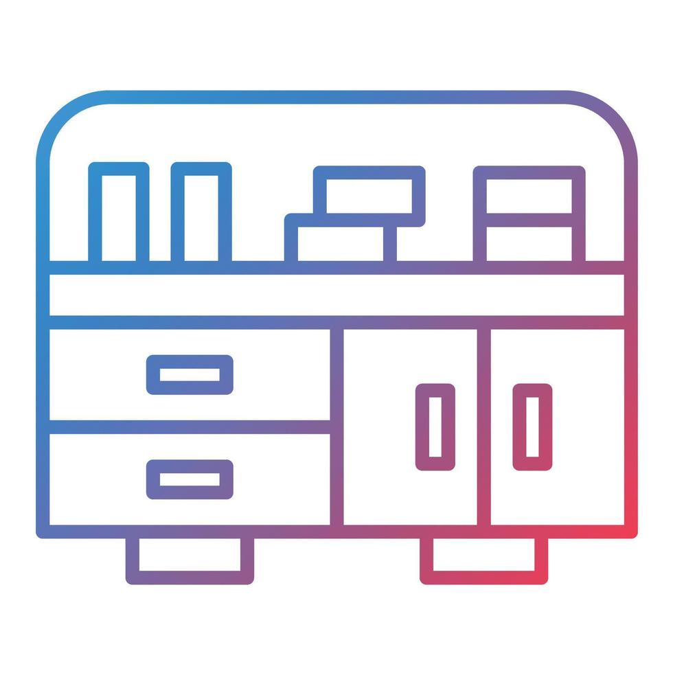 icône de gradient de ligne d'armoire de bibliothèque vecteur