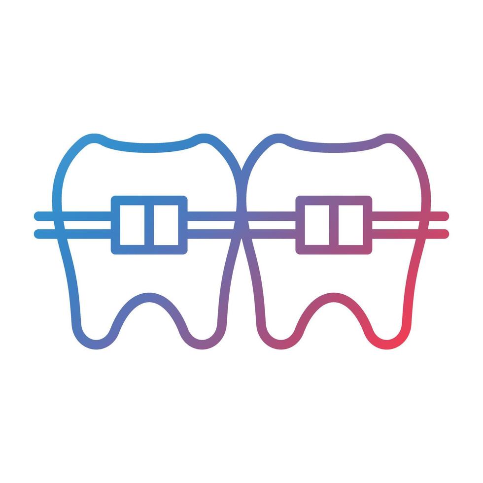 icône de gradient de ligne d'accolades dentaires vecteur