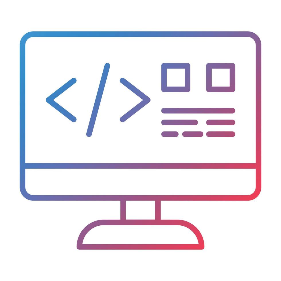 icône de dégradé de ligne de codage de site Web vecteur