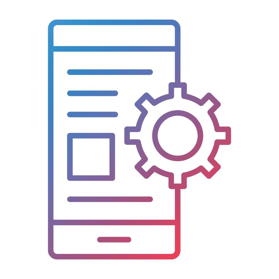 icône de dégradé de ligne d'application mobile vecteur