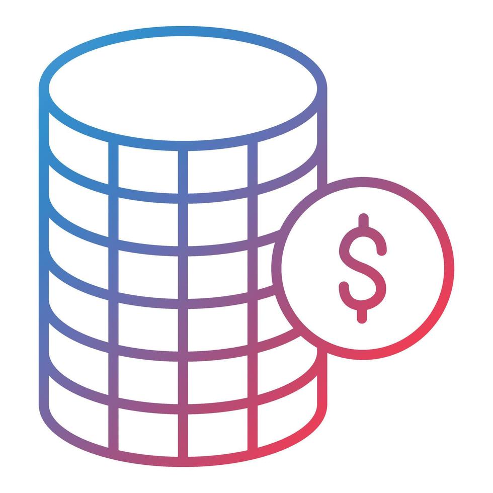 icône de dégradé de ligne de pièces de monnaie vecteur