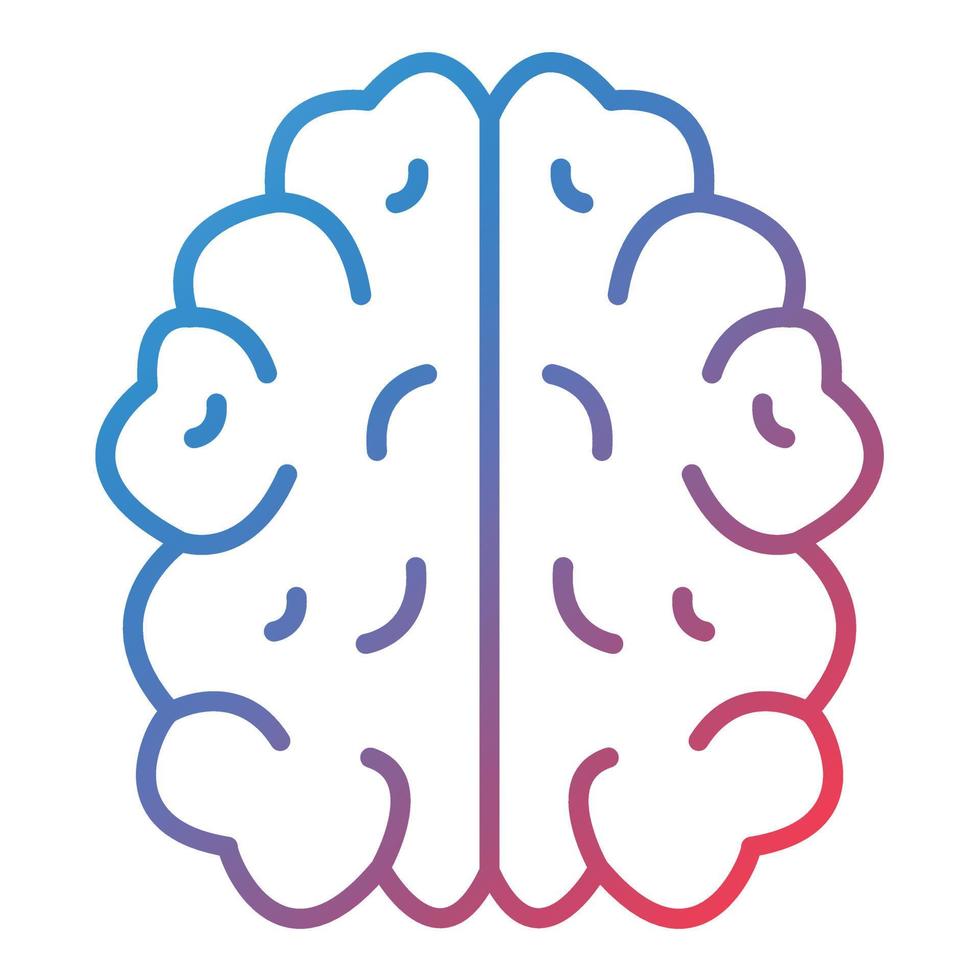 icône de gradient de ligne de cerveau vecteur