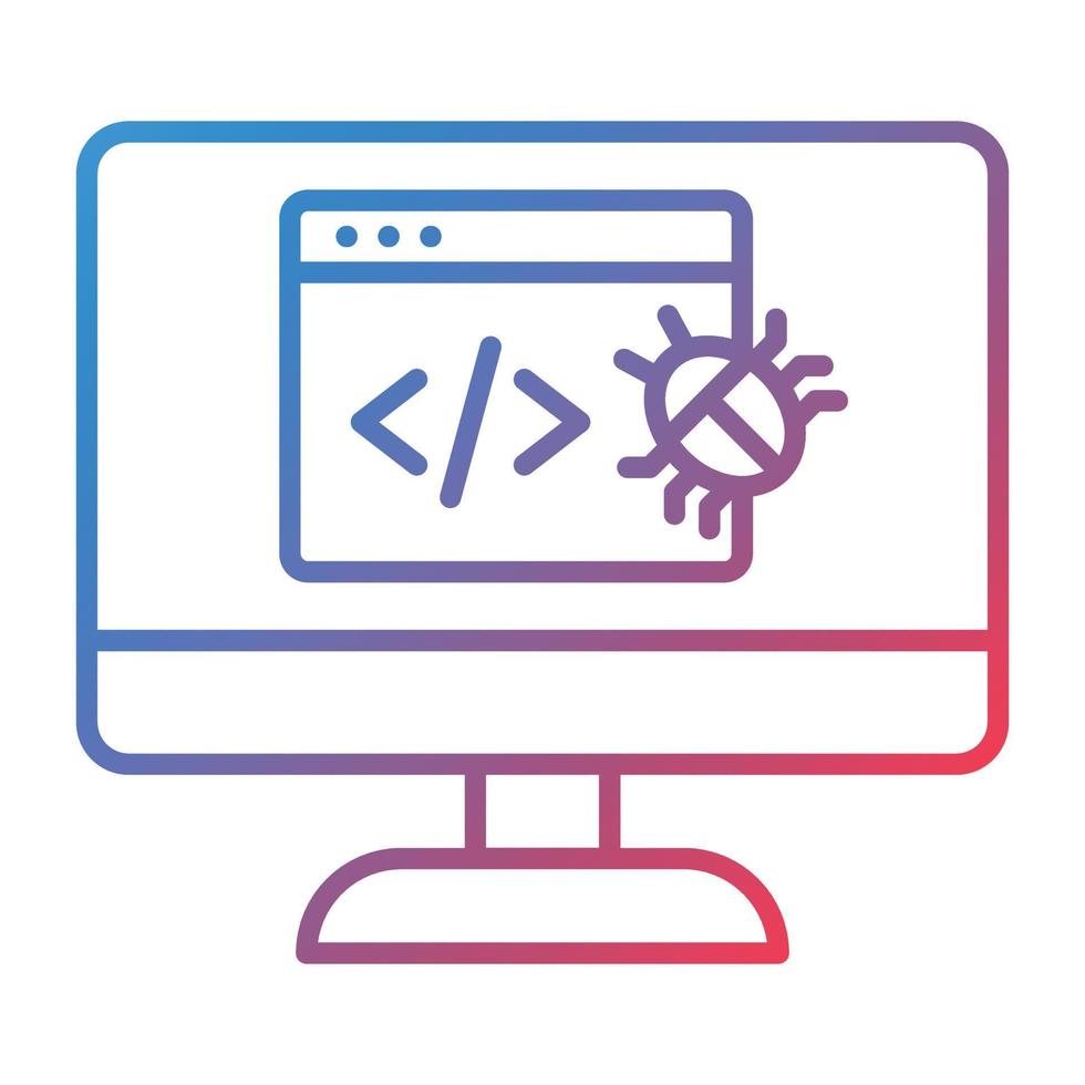 icône de dégradé de ligne de bogue de site Web vecteur