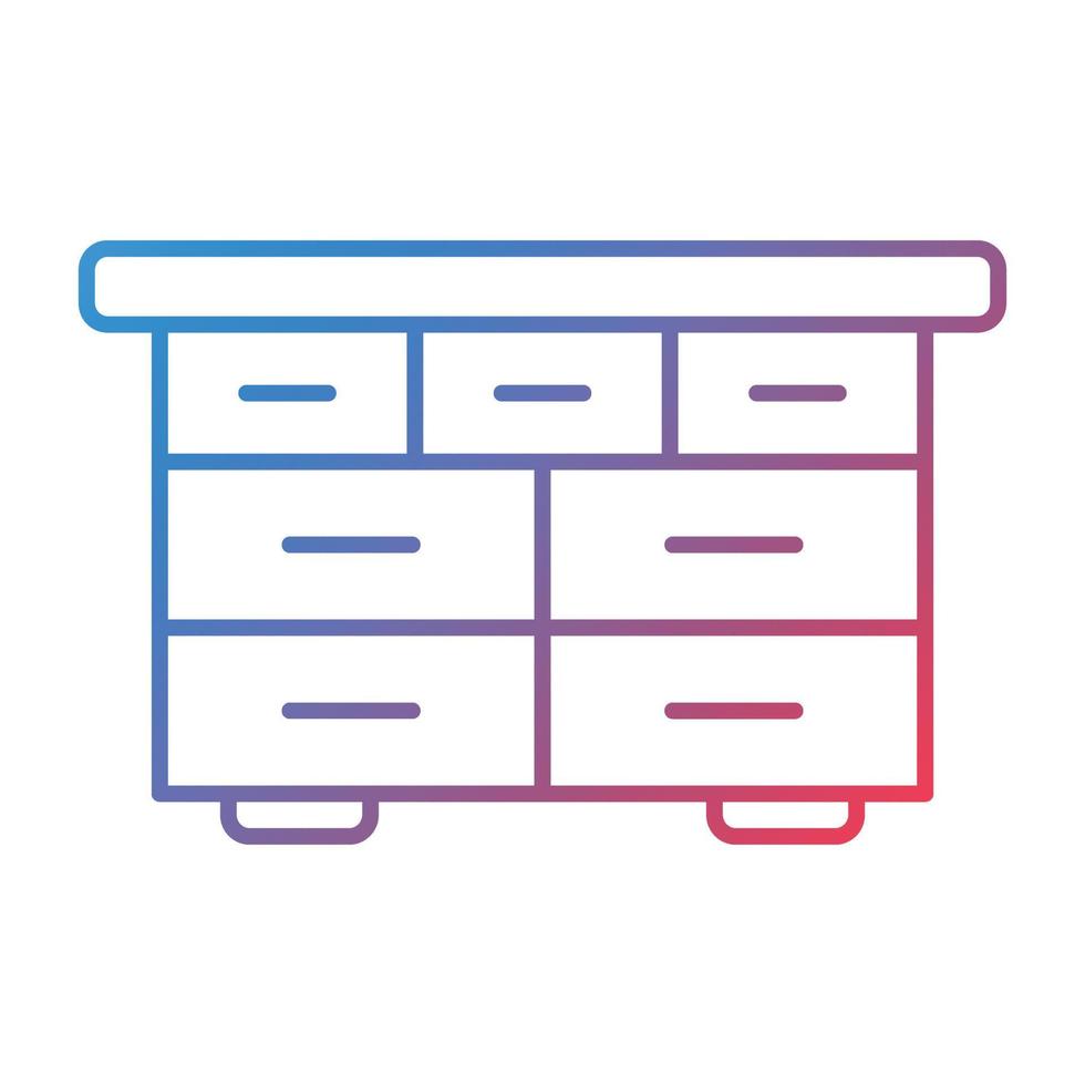 icône de dégradé de ligne de table à tiroirs vecteur