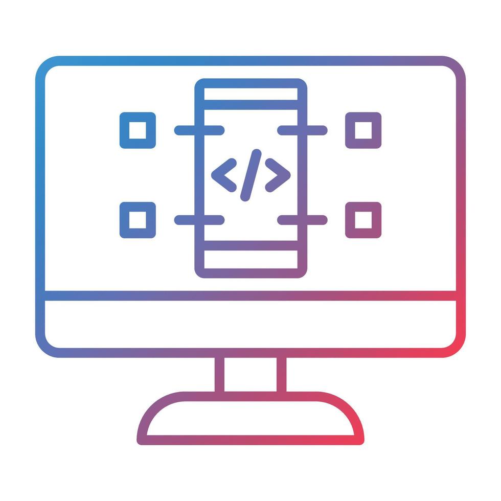 icône de dégradé de ligne de développement logiciel vecteur