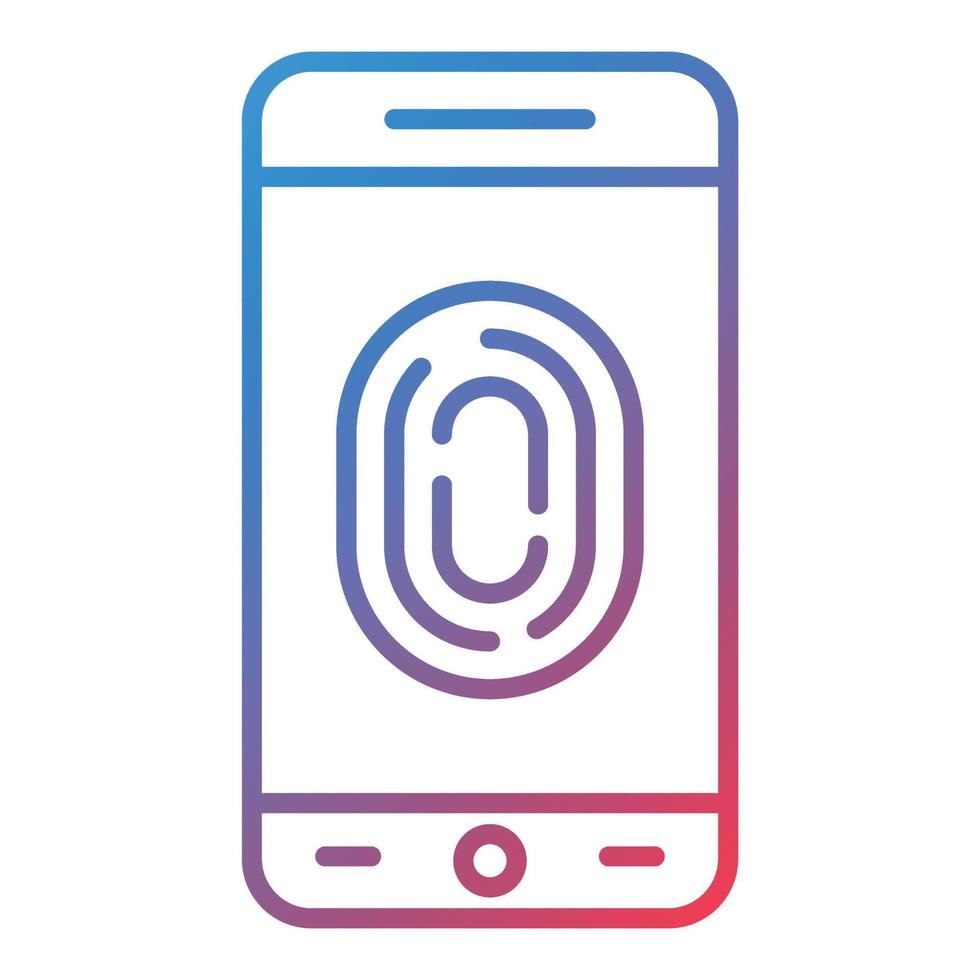icône de gradient de ligne de verrouillage d'empreinte digitale mobile vecteur