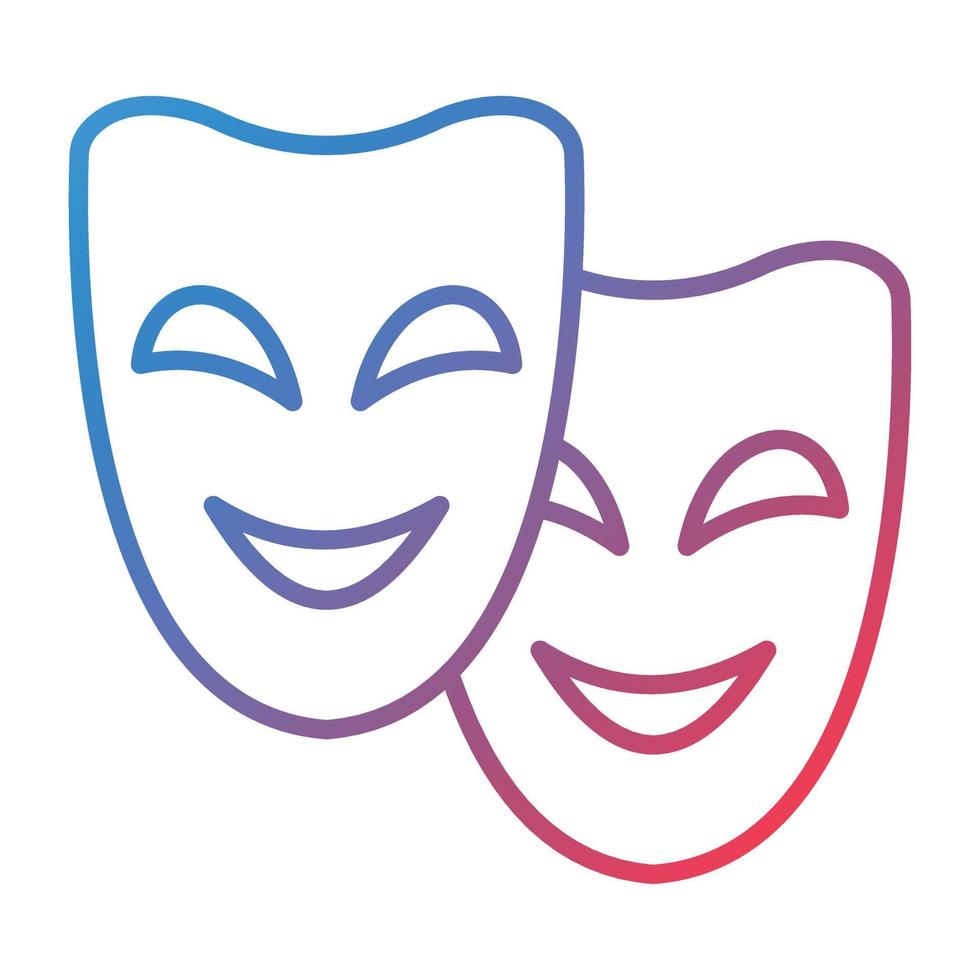 icône de dégradé de ligne de masques de théâtre vecteur