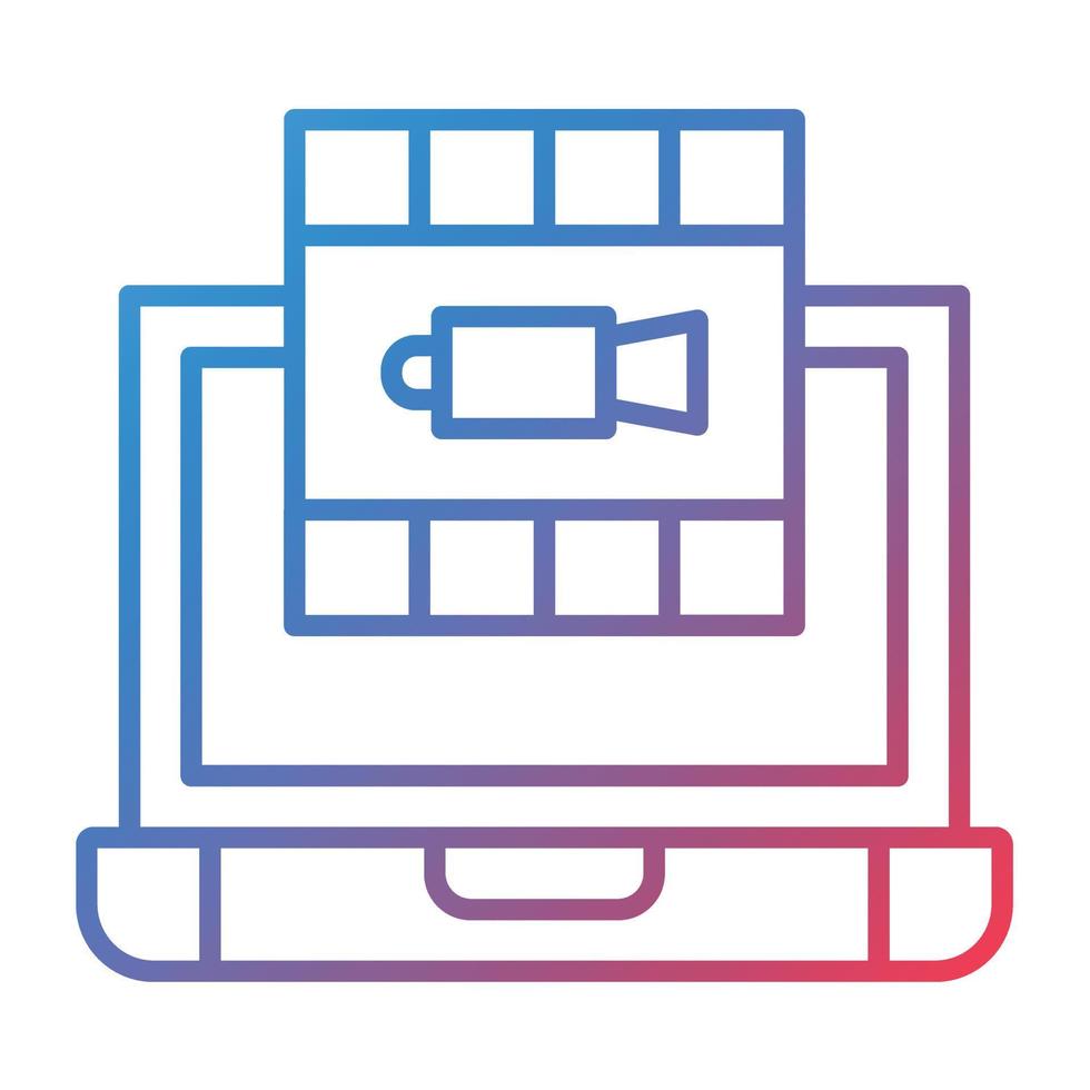 film sur l'icône de dégradé de ligne d'ordinateur portable vecteur